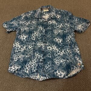Margaritaville Shirt Mens Size Large L Hawaiian Button Front Short Sleeve Floral